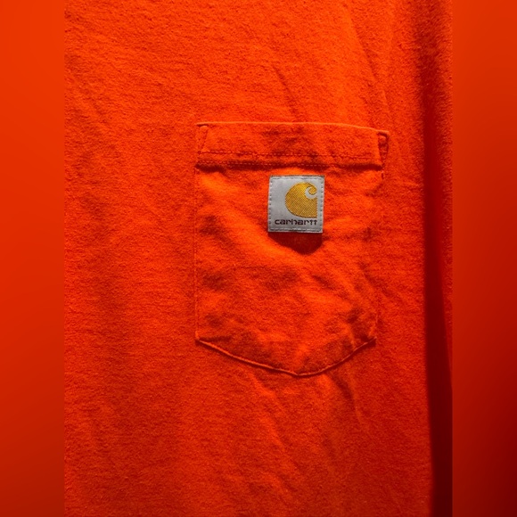 Carhartt 2XLT Workwear 100% Cotton Heavyweight Pocket T-Shirt Tee Bold Orange - Picture 2 of 5